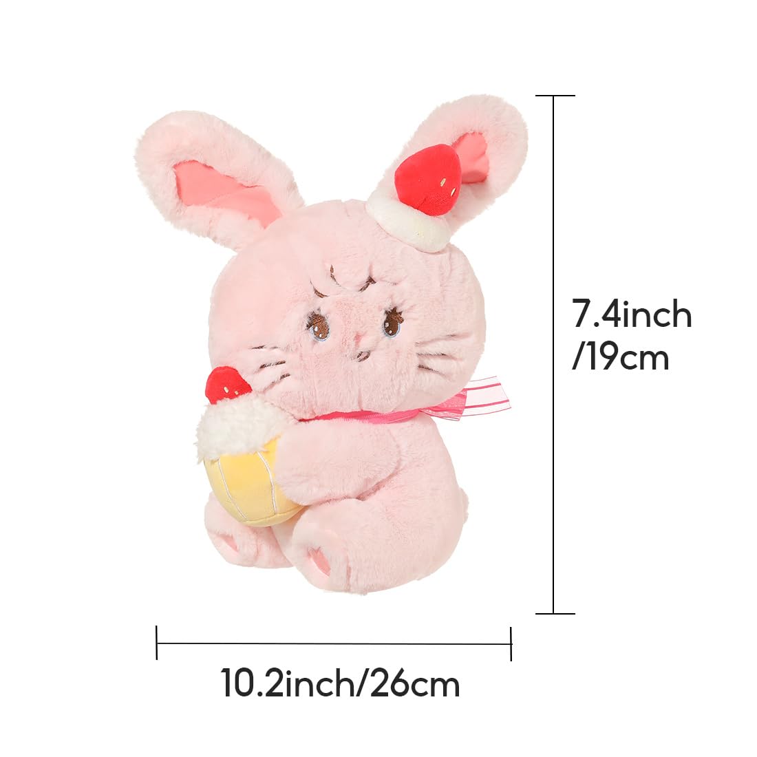 MINISO Mikko Strawberry Squad Series Plush Toy,Kawaii Sitting Bunny Cammy Stuffed Animals, Soft Plush Dolls Cute Cartoon Cross-Dressing Gifts for Girls Birthday