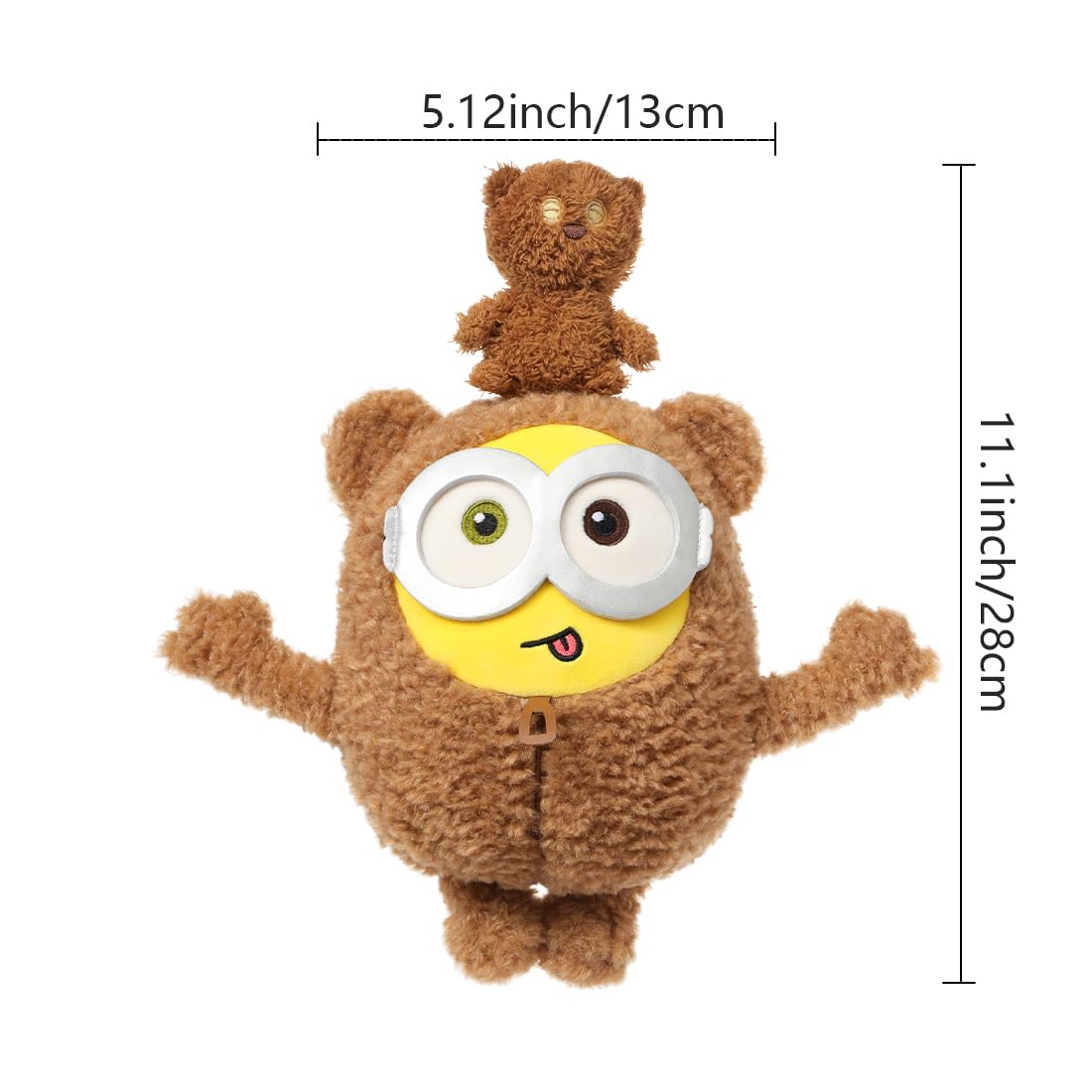 MINISO 11" Bob+Tim Costume Minions Plush Toy, Cute Sleeping Bedding Stuffed Animals Kawaii Plushies Pillow for Kids Boys Girls