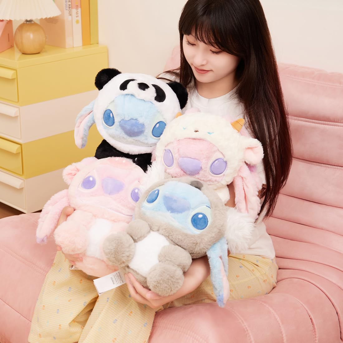 MINISO 11'' Disney Stitch Collection Panda Changing Plush Toy, Premium Stuffed Animal for Disney Fans
