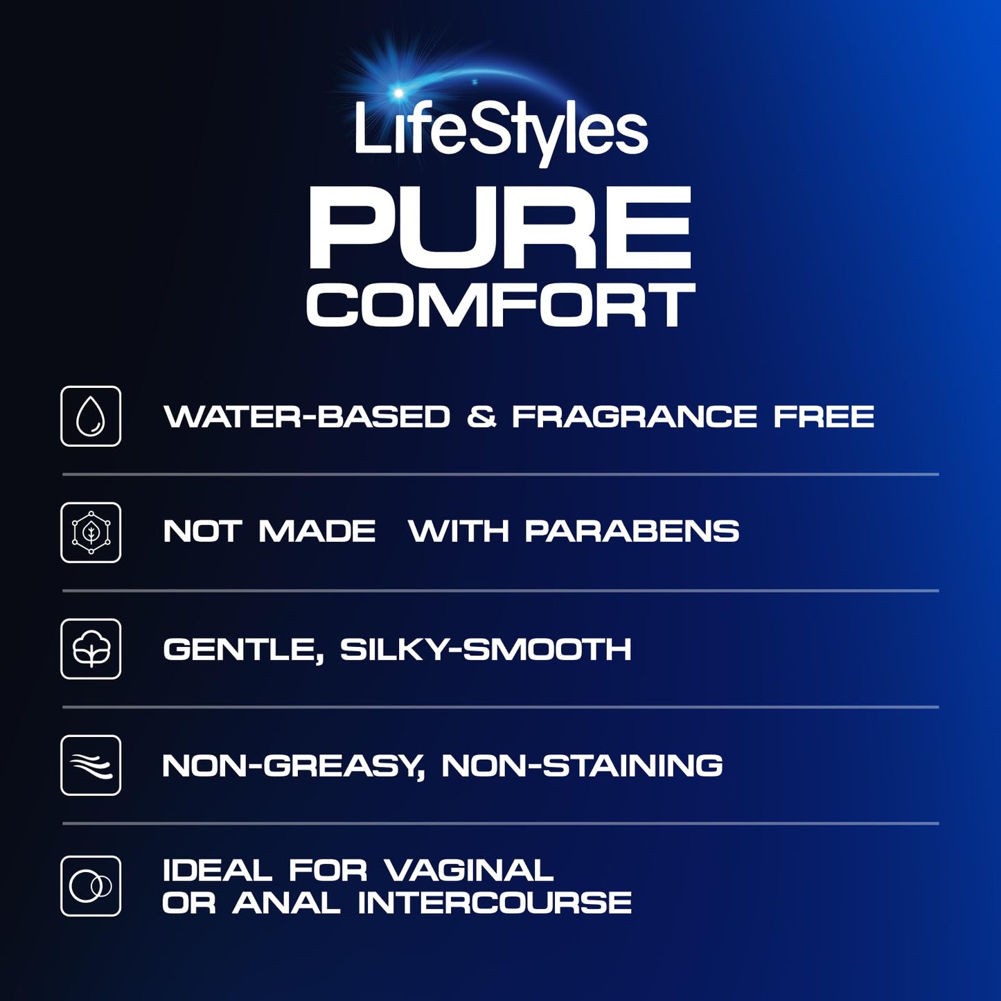 Lifestyles Pure Comfort Water Based Lube, 6.8 fl oz,1 Pack, pH-Balanced, Transparent, Fragrance-Free, Paraben-Free Personal Lubricant
