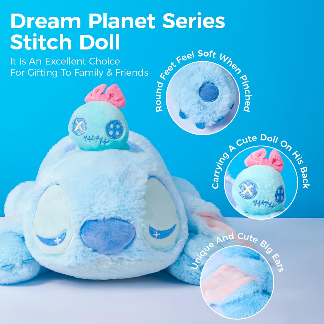 MINISO Fantasy Planet Collection 16" Stitch Plush Toy Stuffed Animal Toy Ultra-Soft Rebound Hugging Pillow for Stitch Fans