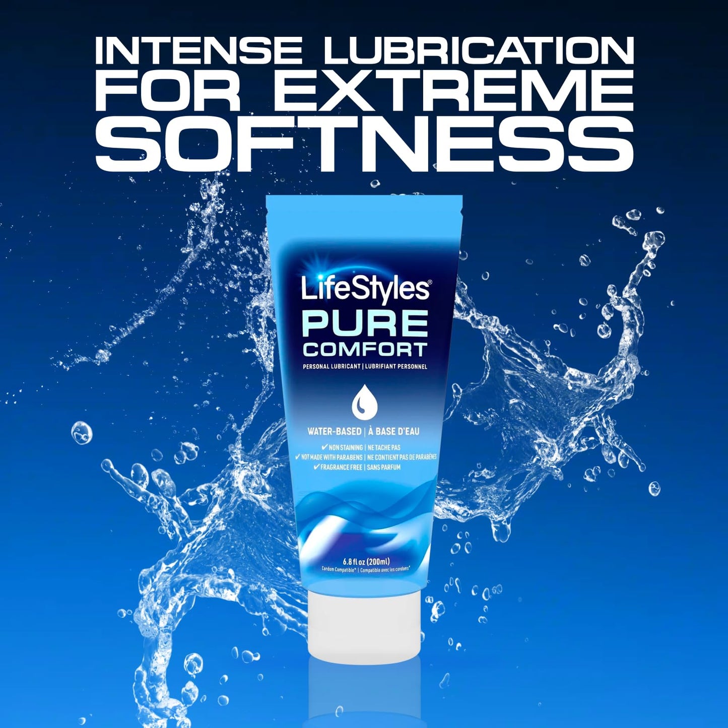 Lifestyles Pure Comfort Water Based Lube, 6.8 fl oz,1 Pack, pH-Balanced, Transparent, Fragrance-Free, Paraben-Free Personal Lubricant