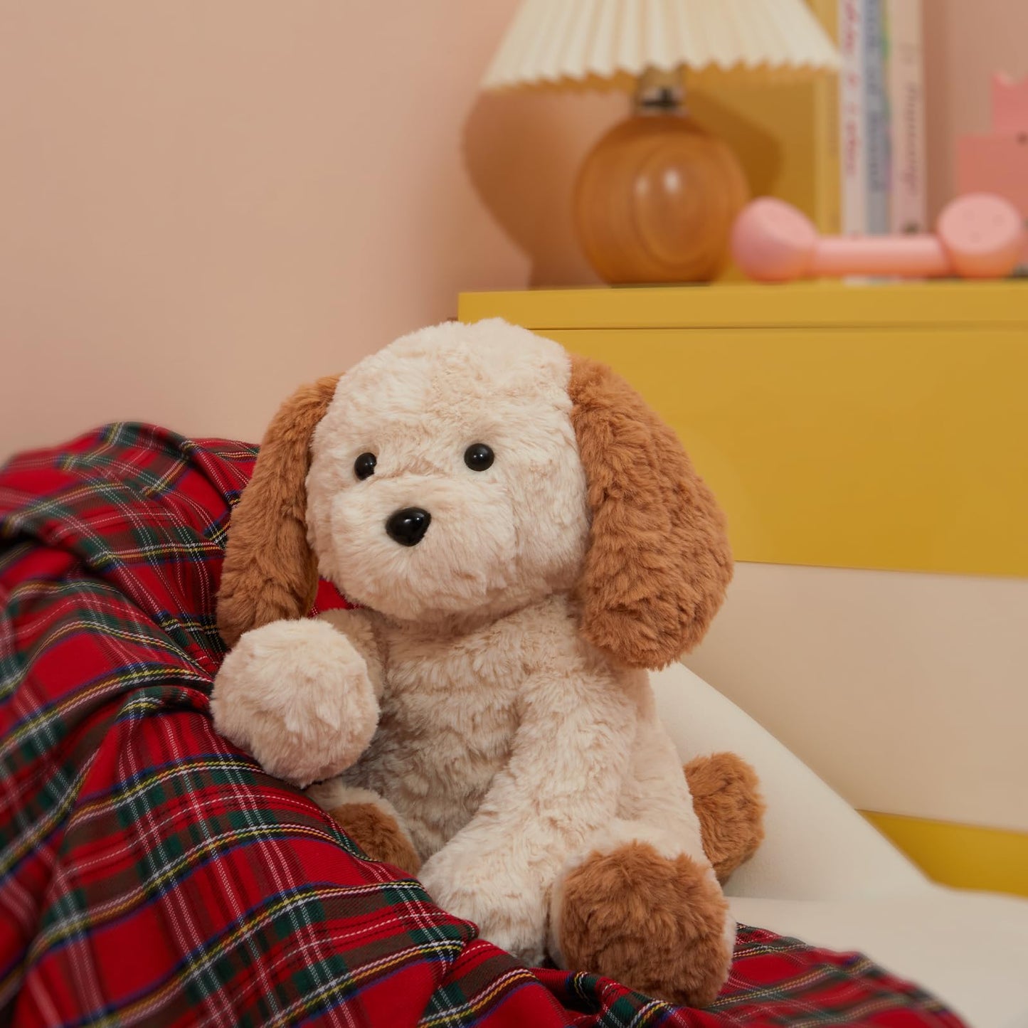 MINISO 10.5" Dog Puppy Stuffed Animal with Scarf Ultra-Soft Cuddle Cartoon Stuffed Plush Toy for Kids Boys Girls