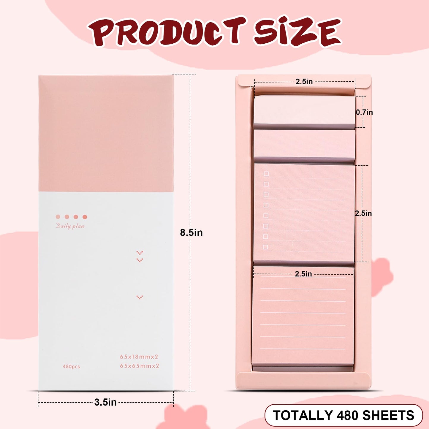 Aesthetic School Supplies with Sticky Notes Set Gel Pens Correction Tapes Sticky Index Tabs Magnetic Bookmarks, College School Supplies Stationery Kit for Students Stationary College Essentials (Pink)