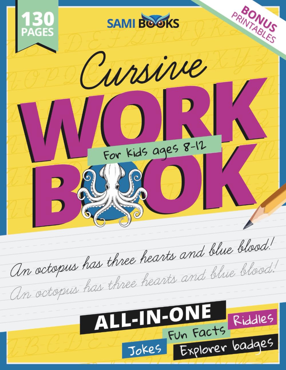 Cursive Workbook for kids ages 8-12: Master Writing Skills with Fun Facts, Jokes, Riddles, Creative Prompts & More (Fun & Learn)