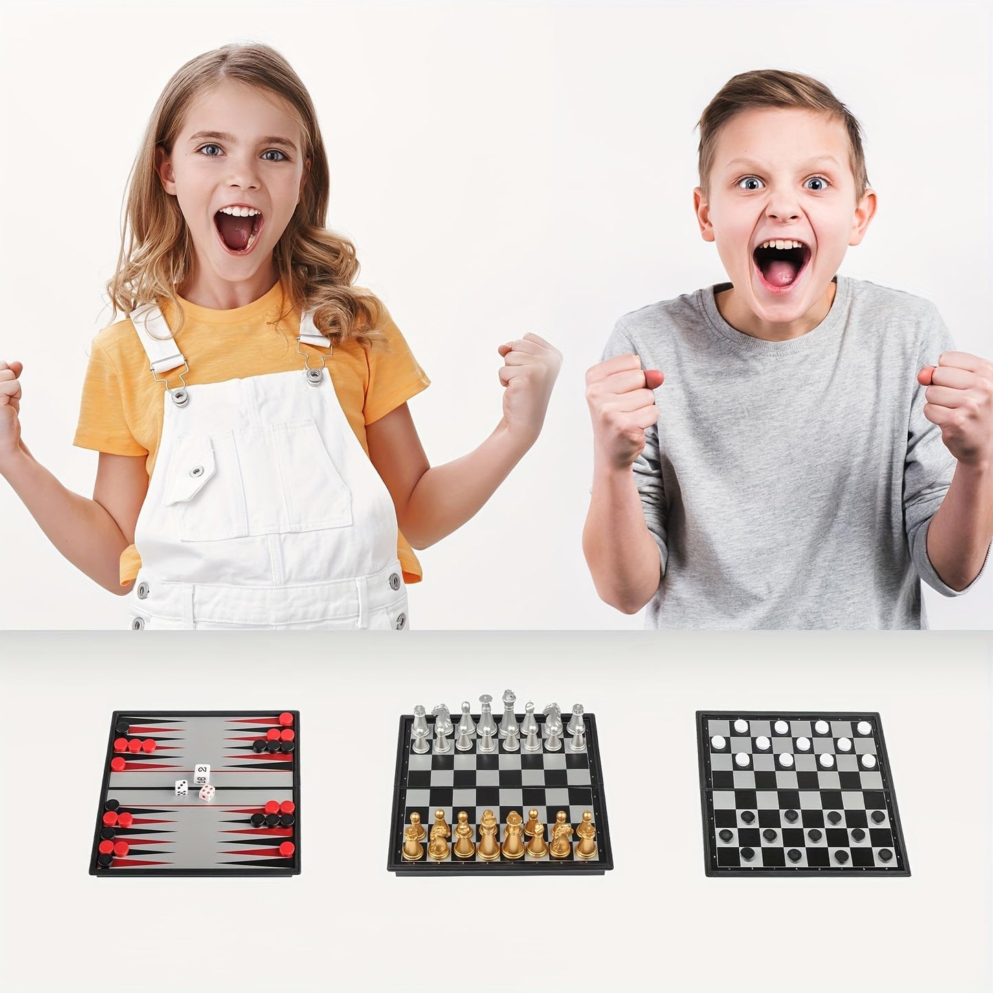 FVANTIME Chess Board Game Set Mini Magnetic Chess Kit Table Game with Folding Case 5'' Portable 3 in 1 Chess Checkers Backgammon Set Travel Game 2 Players