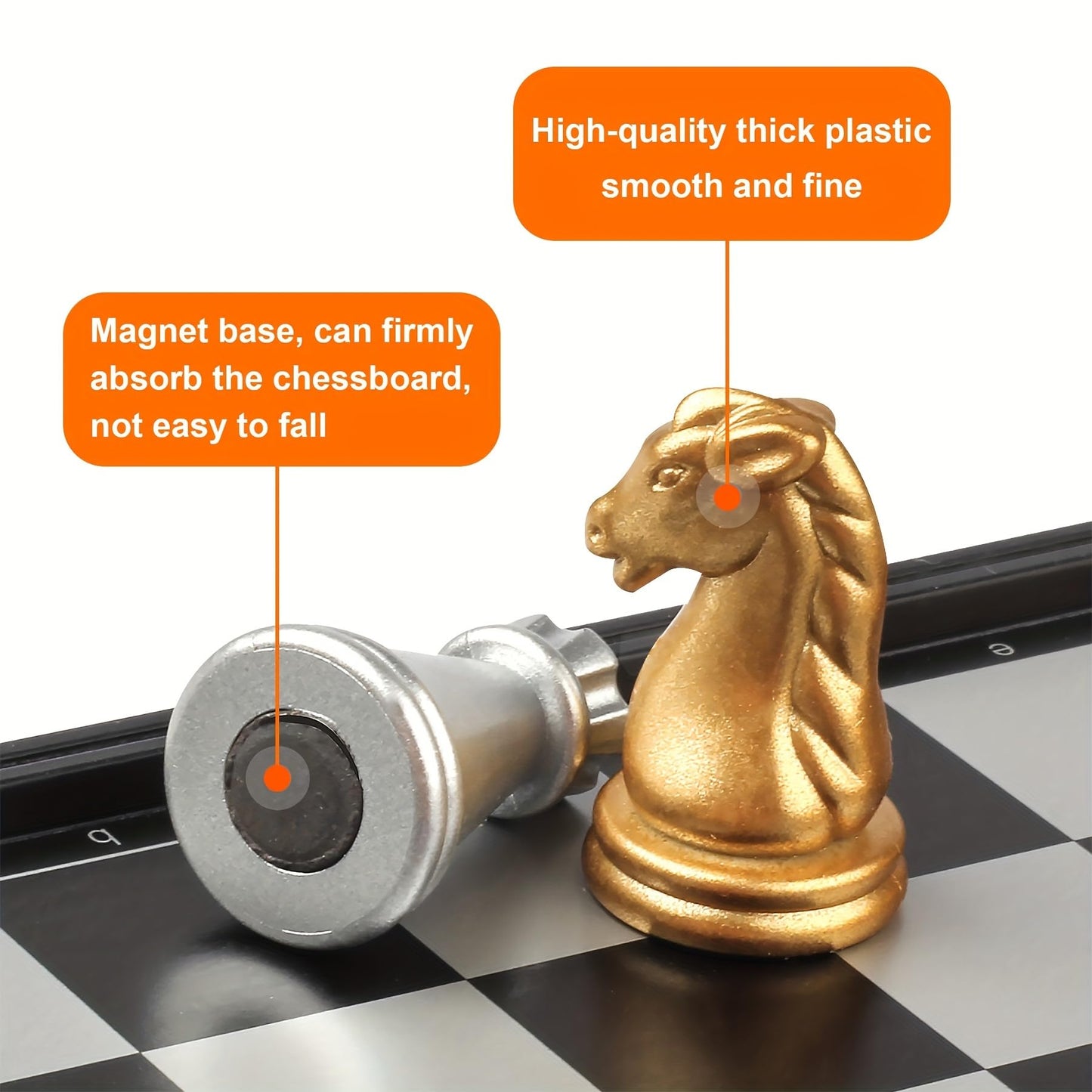 FVANTIME Chess Board Game Set Mini Magnetic Chess Kit Table Game with Folding Case 5'' Portable 3 in 1 Chess Checkers Backgammon Set Travel Game 2 Players