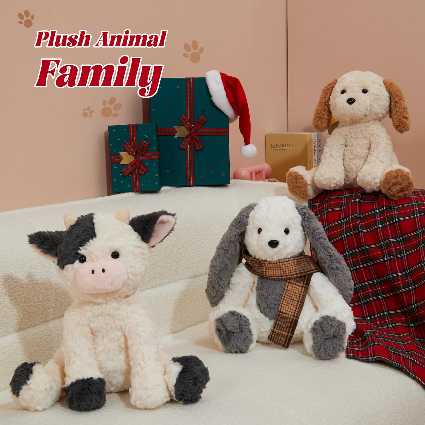 MINISO 10.5" Dog Puppy Stuffed Animal with Scarf Ultra-Soft Cuddle Cartoon Stuffed Plush Toy for Kids Boys Girls