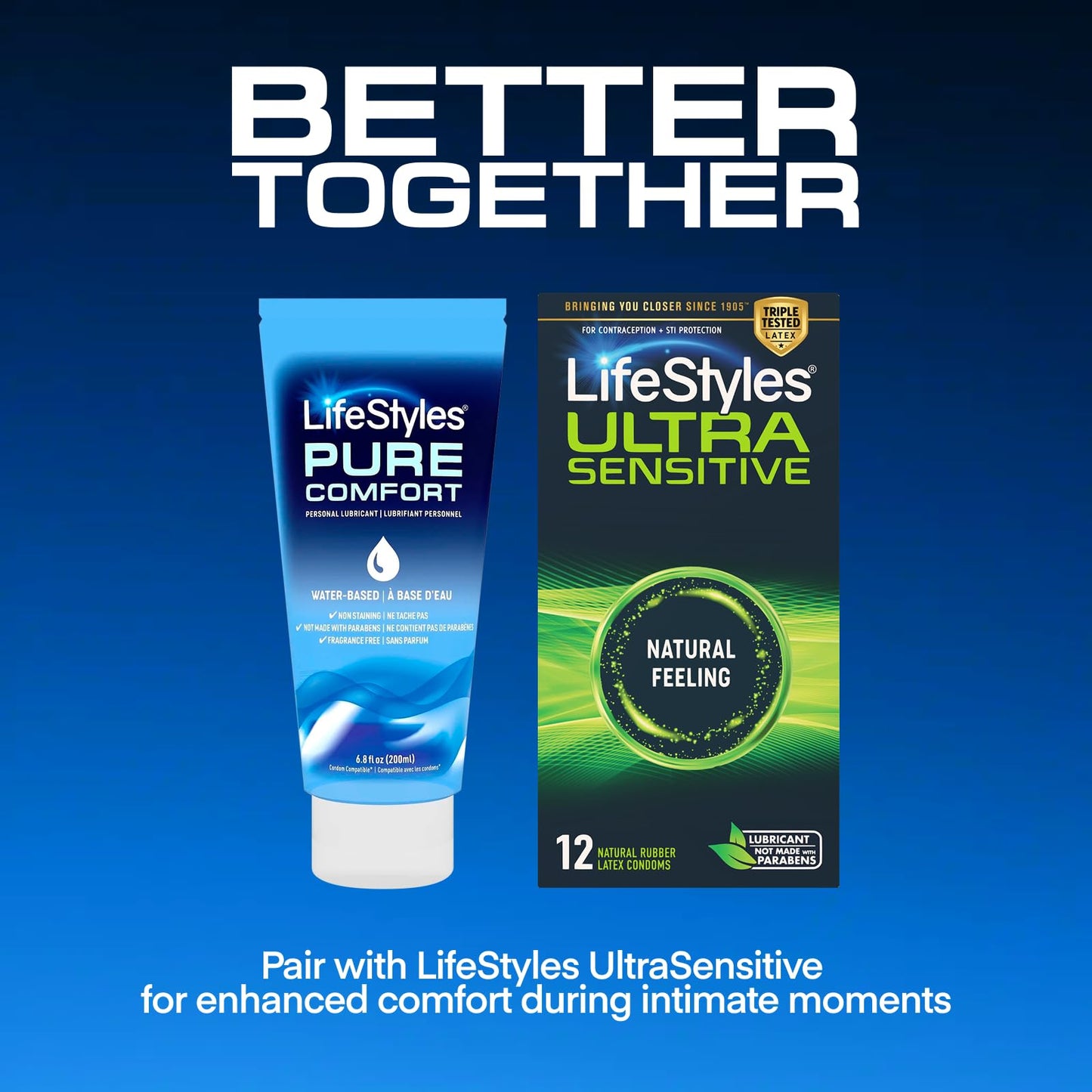Lifestyles Pure Comfort Water Based Lube, 6.8 fl oz,1 Pack, pH-Balanced, Transparent, Fragrance-Free, Paraben-Free Personal Lubricant