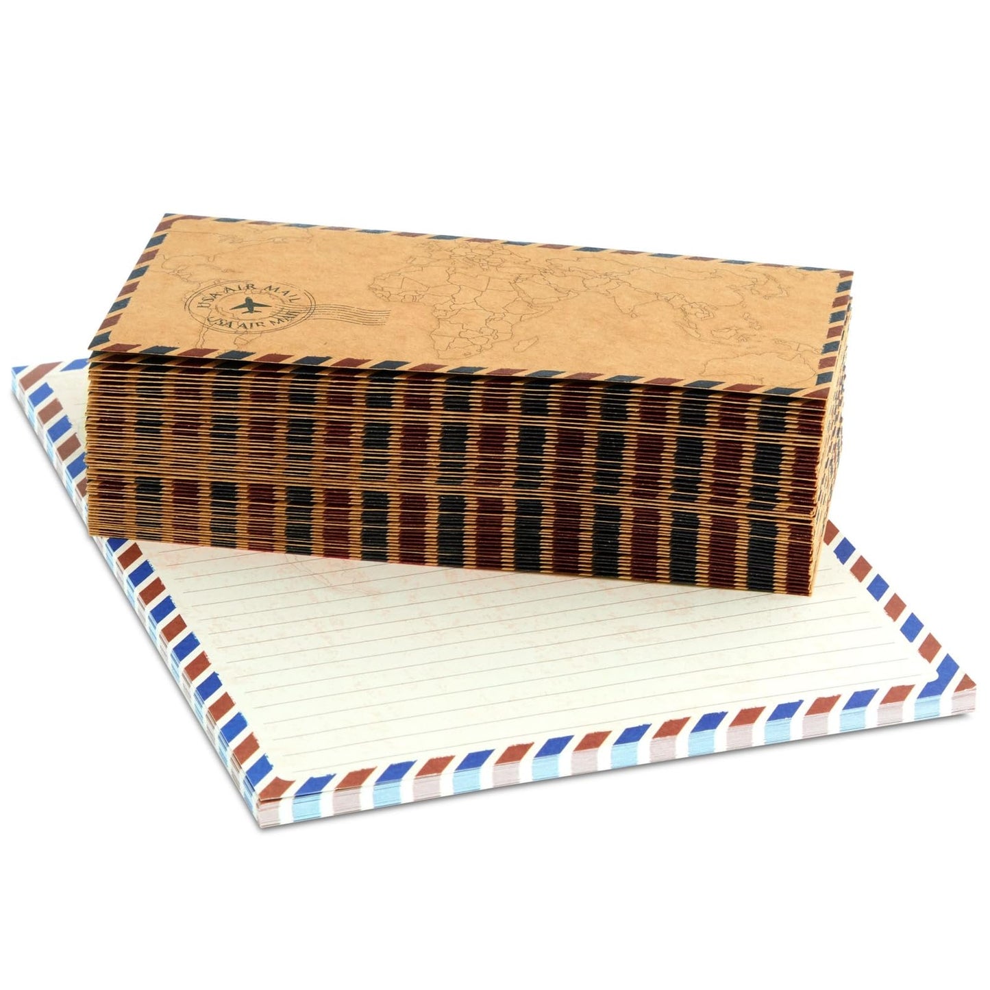 48 Pack Letter Writing Stationary Paper and Envelopes Set, Vintage Travel Design (6.9 x 9.25 In)