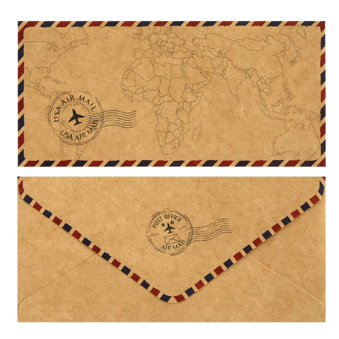 48 Pack Letter Writing Stationary Paper and Envelopes Set, Vintage Travel Design (6.9 x 9.25 In)