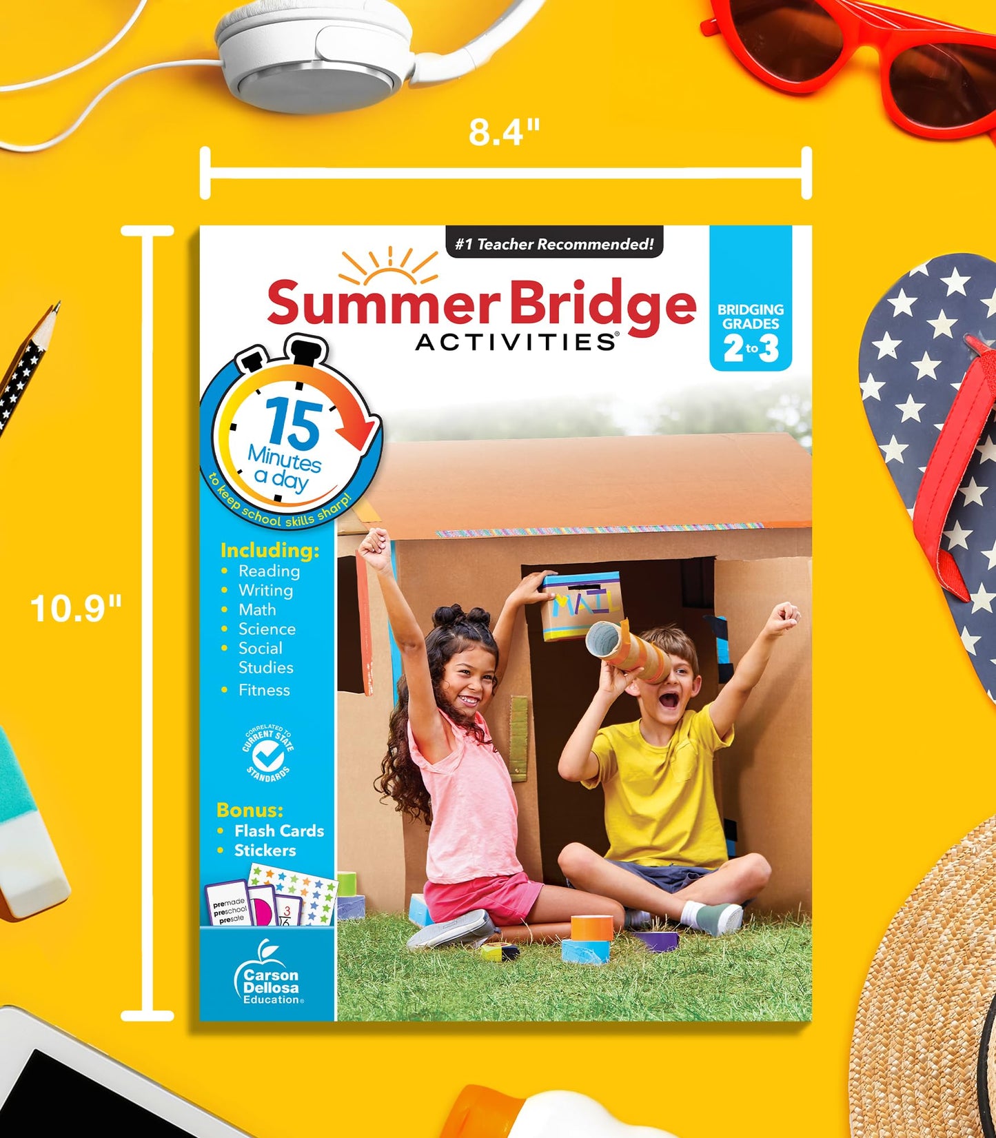 Summer Bridge Activities 2nd to 3rd Grade Workbooks, Activity Book With Math, Reading Comprehension, Science, Fitness, Social Studies, Writing Practice, and Flash Cards (Volume 4)