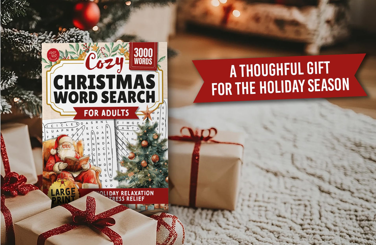 Cozy Christmas Word Search for Adults: Large Print Word Puzzles for Holiday Relaxation and Stress Relief (Word Find Books For Adults)