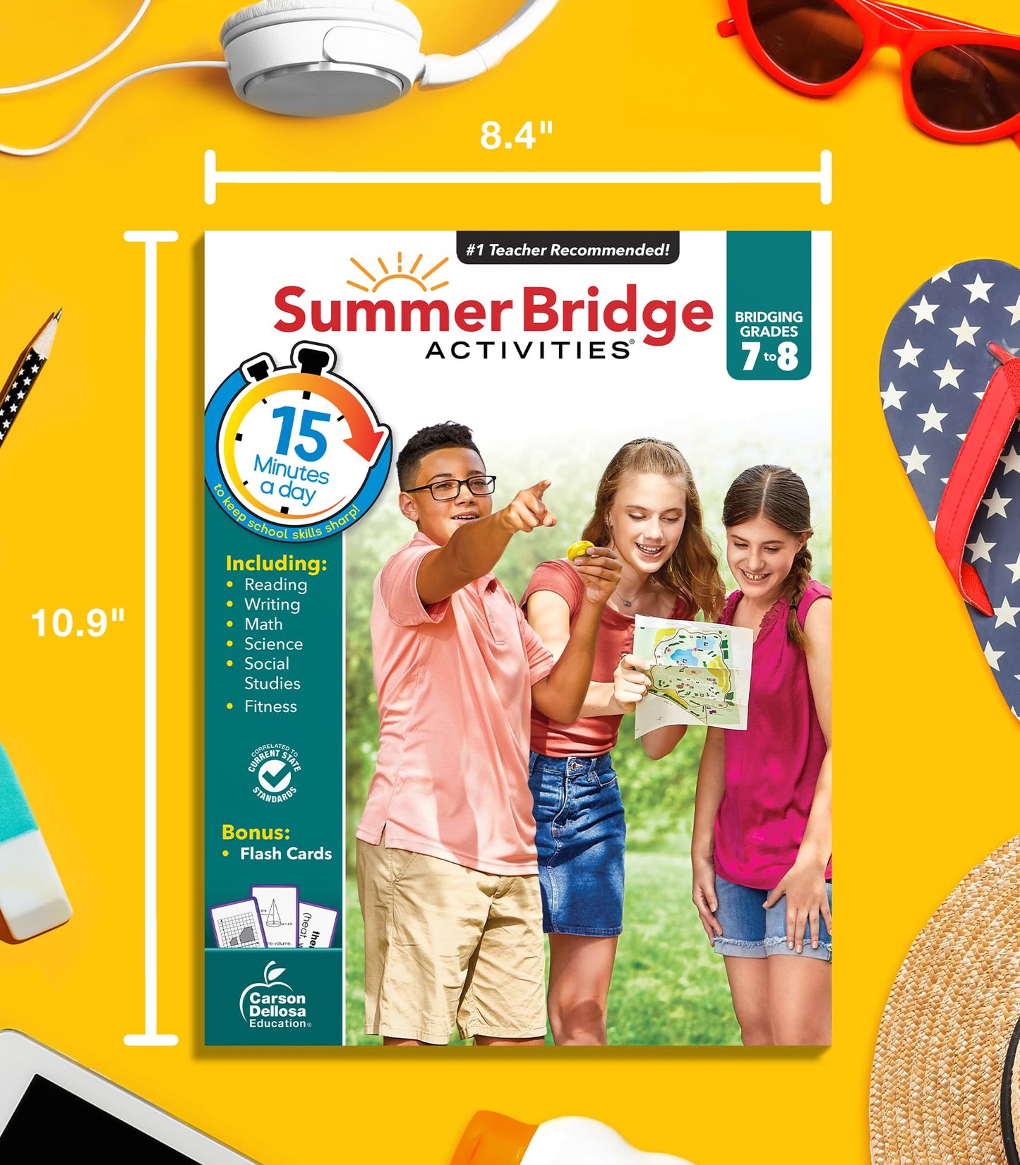 Summer Bridge Activities 7th Grade to 8th Grade Workbooks All Subjects, Math, Language Arts, Science, Social Studies, Fitness, Seventh & Eighth Grade With Flash Cards, eBooks & More (Volume 9)