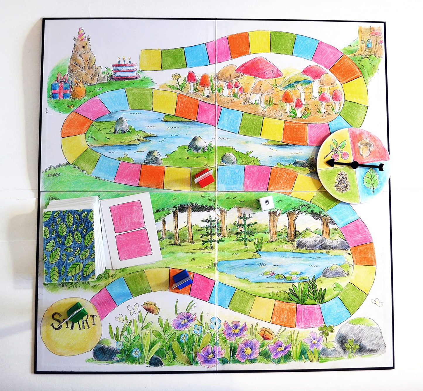Create Your Own Board Game Set – DIY Kit with Blank Game Board, Game Pieces, Blank Cards, Dice, Spinner, Rulebook, Sand Timer – Build Your Own Game for Family Board Games