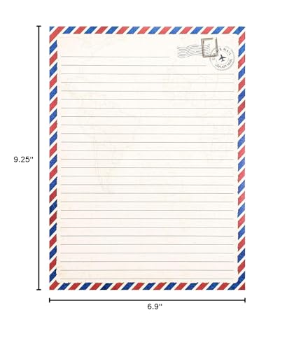 48 Pack Letter Writing Stationary Paper and Envelopes Set, Vintage Travel Design (6.9 x 9.25 In)