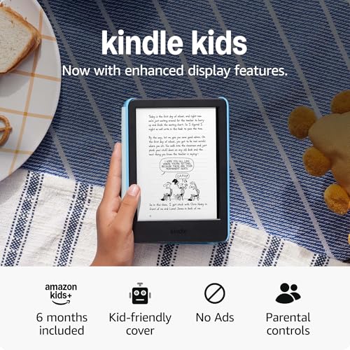 Amazon Kindle Kids 16GB (newest model) - If it breaks, we will replace it, includes ad-free books and cover, with glare-free display, faster page turns - Space Whale