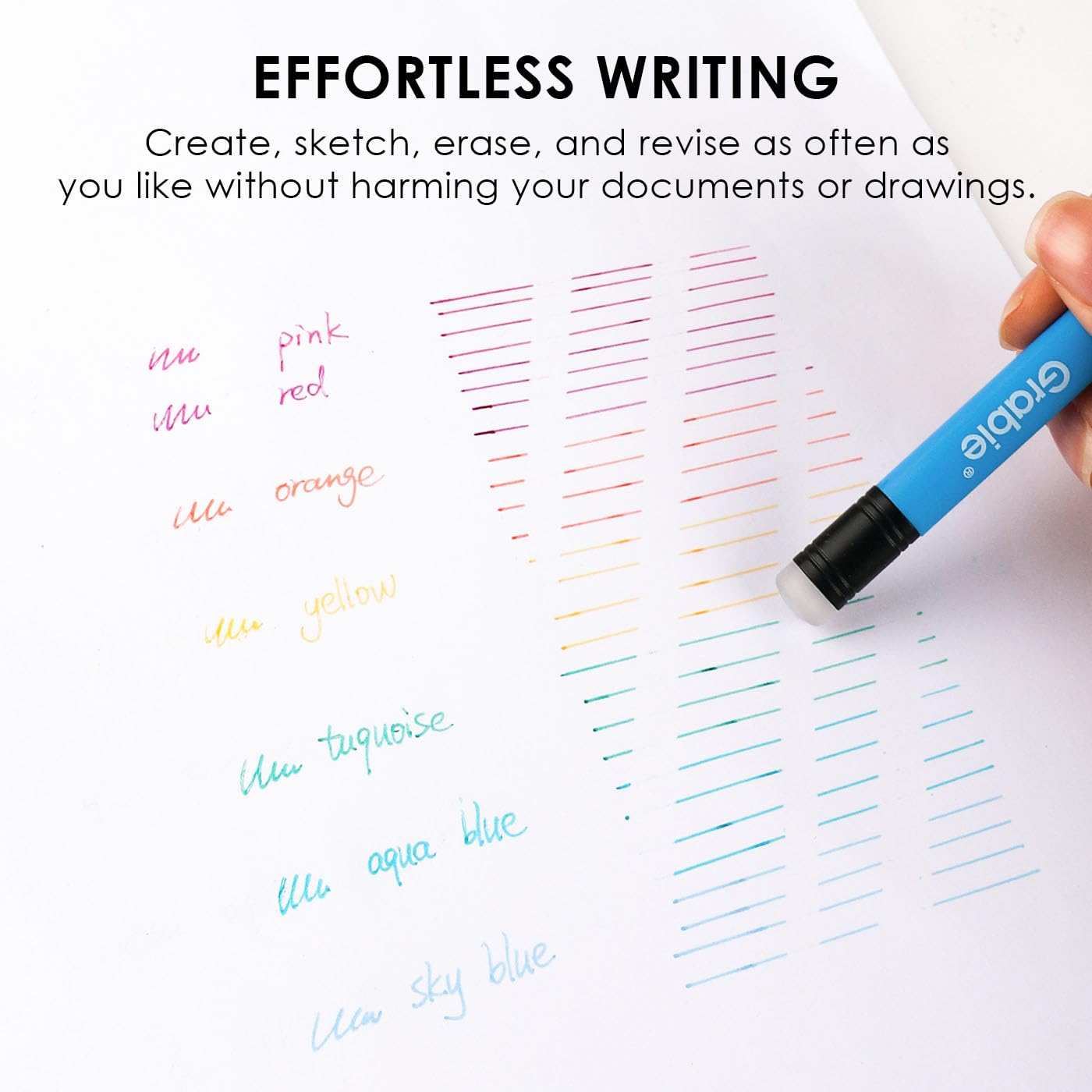 Grabie Erasable Gel Pens, 36 Colors Erasable Pens, Make Mistakes Disappear Colored Pens, Assorted Color Inks for Drawing Writing Planner,Gel Pens for Coloring