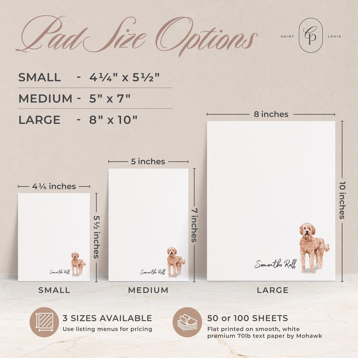 Personalized Stationery Dog Themed Note Pads, Choose from 85 Breeds Dog Stationery Set, Personalized Notepads for Dog Lovers, as Gift or To-do List Stationary, Lined/Unlined Custom Notepads - Dogs Pad