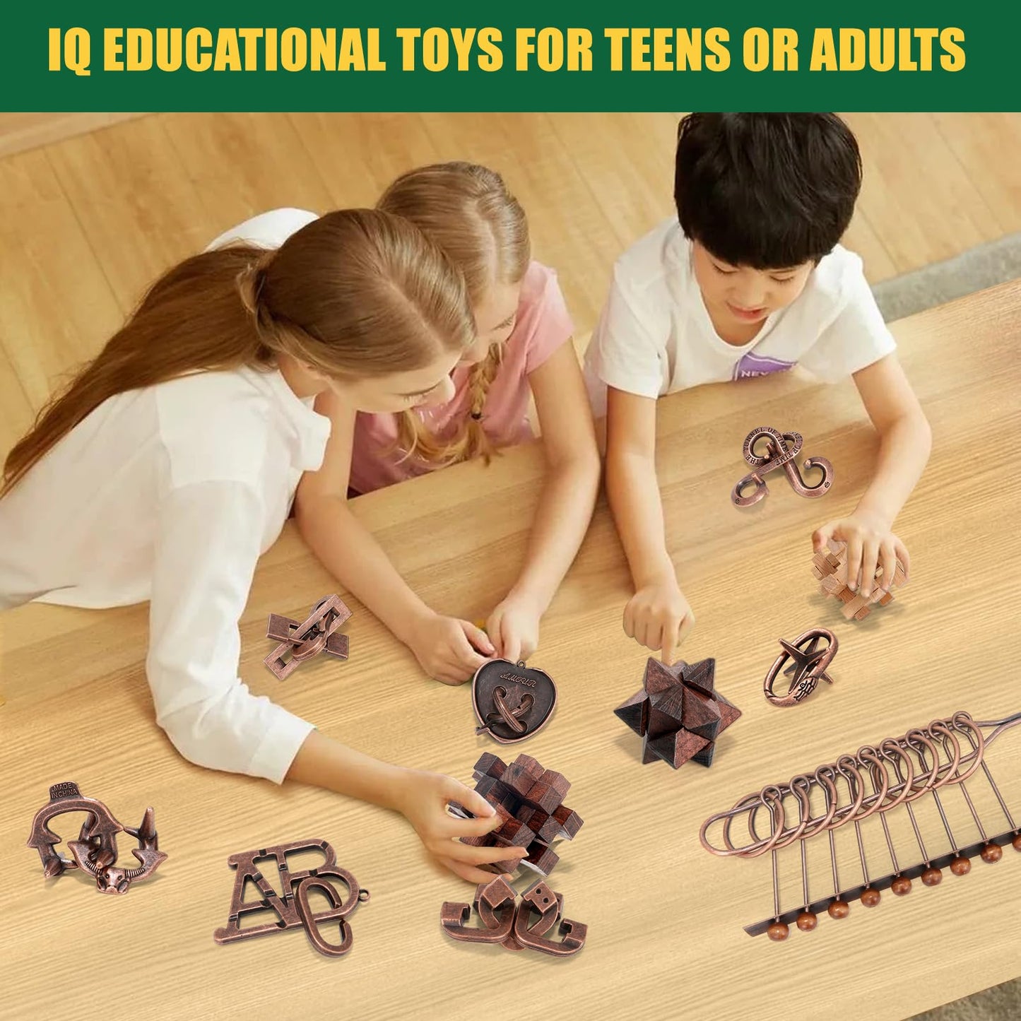 13 Pcs Brain Teaser Puzzles for Adults Teens - Metal Puzzles 3D Puzzle Game Toys for Adults Teens - Wooden Unlock Interlocking Puzzle Adult IQ Education Smart Toys