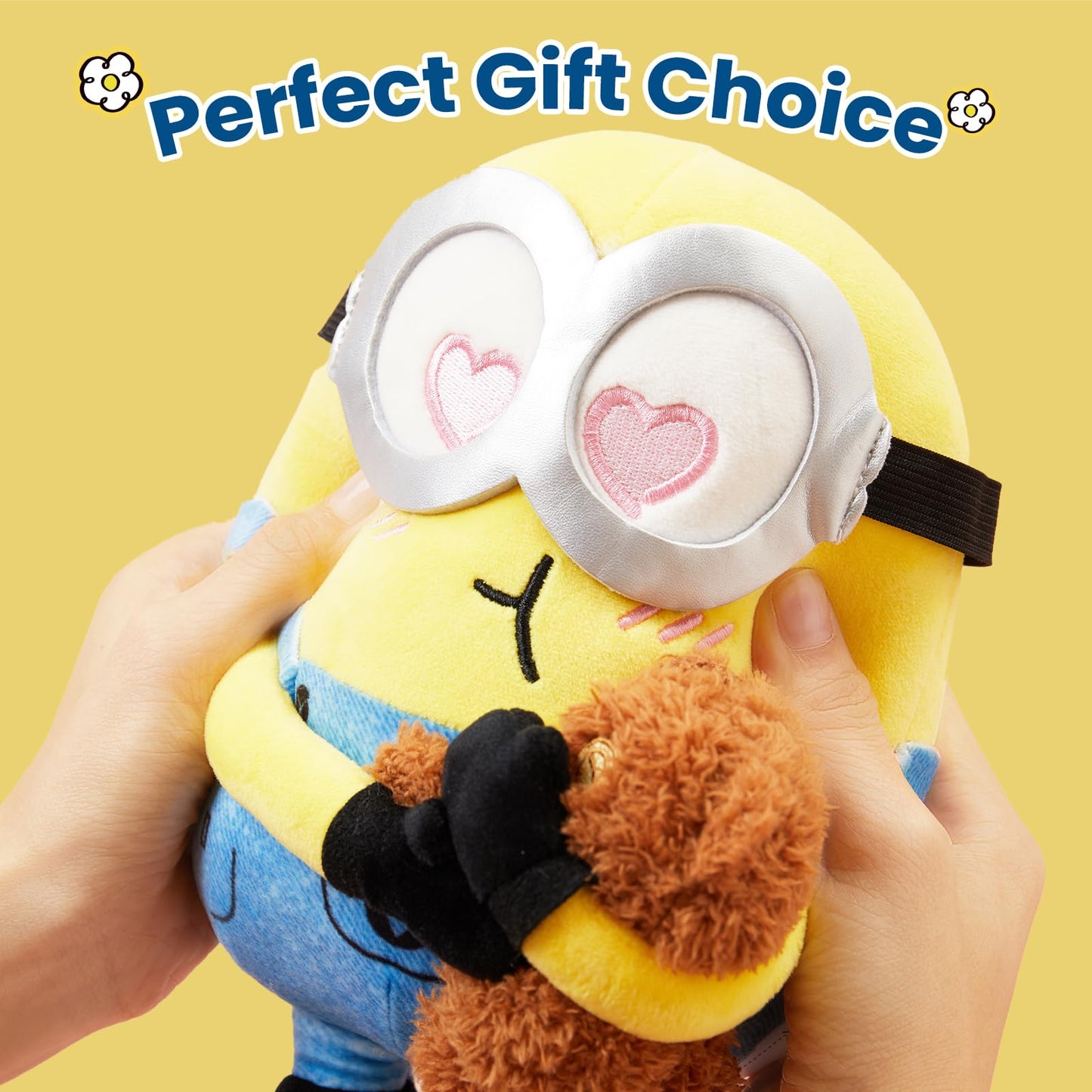 MINISO 8" Minions Stuffed Animals Plush Toys, Cute Sleeping Bedding Stuffed Animals Kawaii Plushies Pillow for Kids (Bob+Tim)