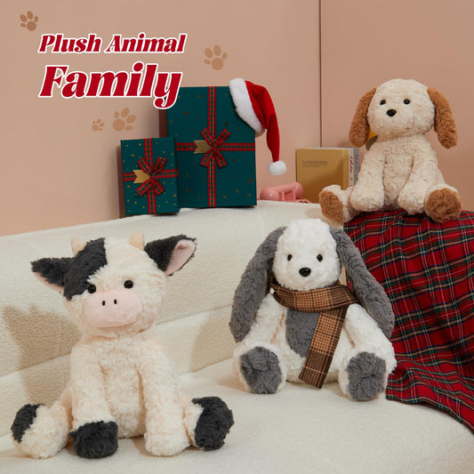 MINISO 10.5" Dog Puppy Stuffed Animal with Scarf Ultra-Soft Cuddle Cartoon Stuffed Plush Toy for Kids Boys Girls