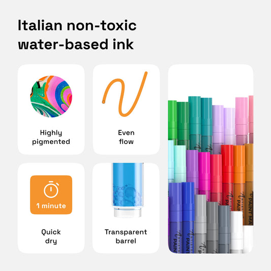 ARTISTRO 42 Acrylic Paint Pens, Art Set Acrylic Markers for Textile, Canvas, Rock, Glass, Wood, Paper, Pumpkin, DIY, Paint Markers for Kids and Adults
