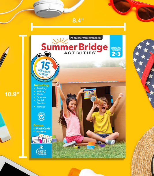 Summer Bridge Activities 2nd to 3rd Grade Workbooks, Activity Book With Math, Reading Comprehension, Science, Fitness, Social Studies, Writing Practice, and Flash Cards (Volume 4)