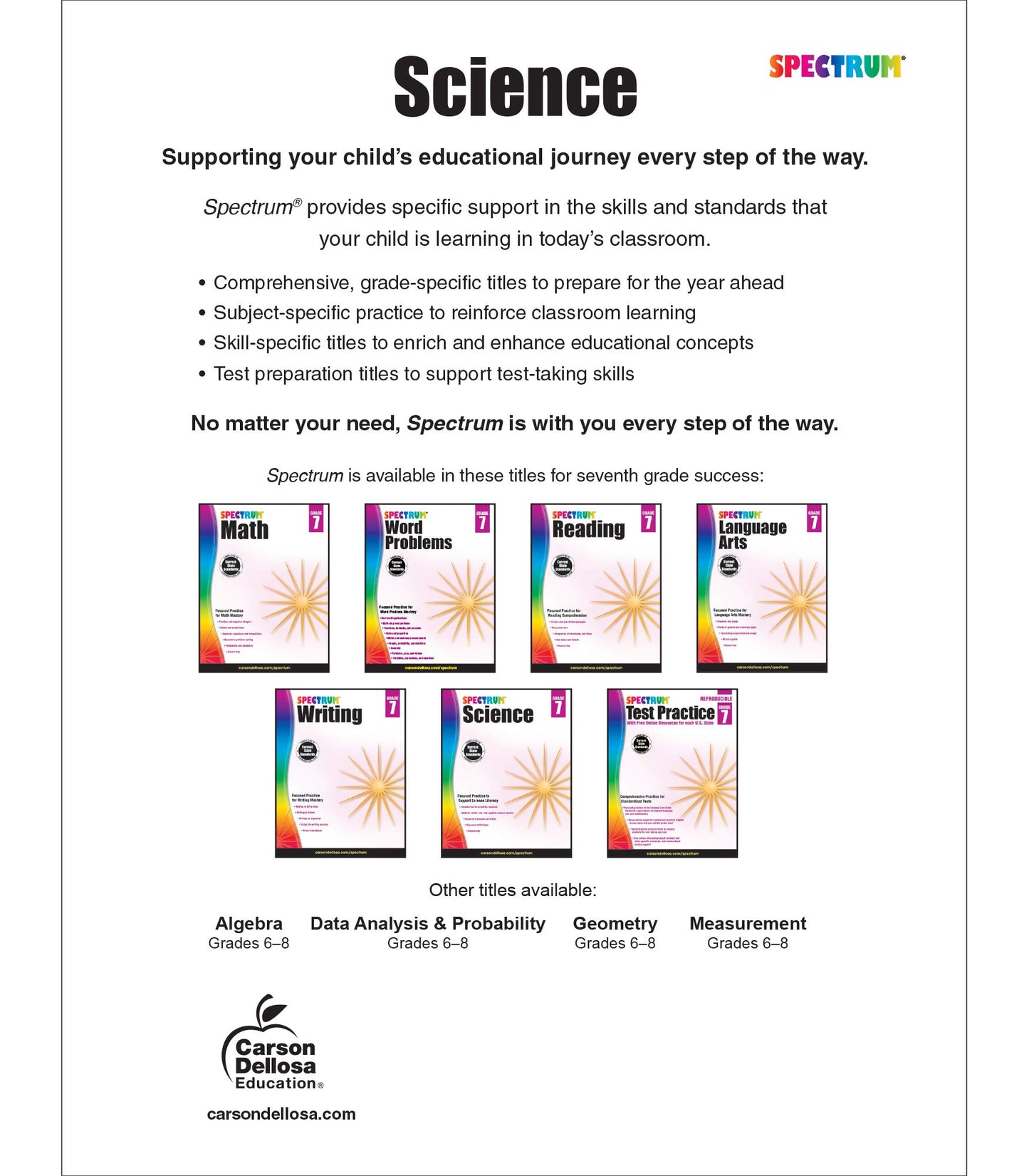 Spectrum 7th Grade Science Workbook, Ages 12 to 13, Grade 7 Science Workbook, Natural, Earth, and Life Science, 7th Grade Science Book with Research Activities - 176 Pages (Volume 59)