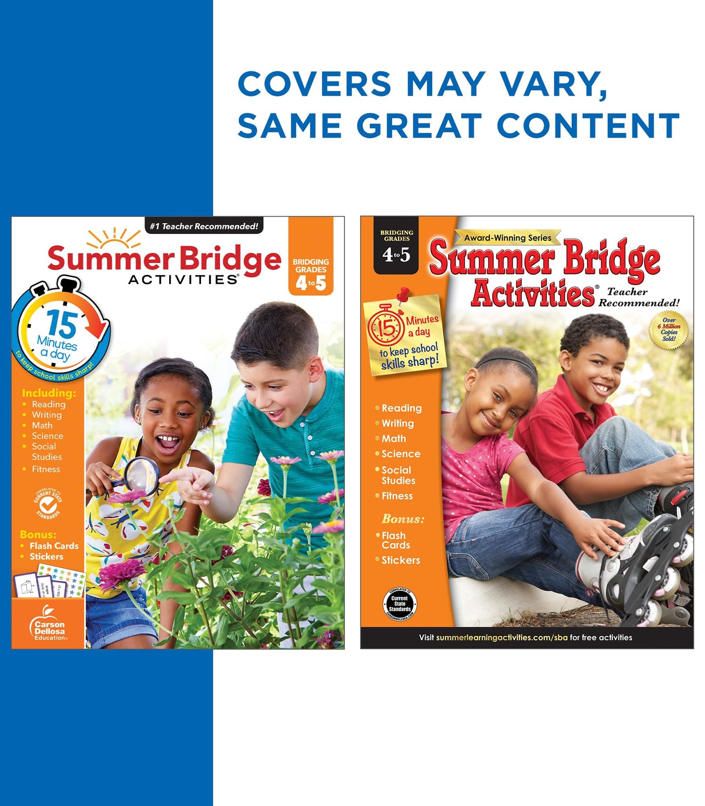 Summer Bridge Activities 4th to 5th Grade Workbooks All Subjects, Activity Book With Math, Reading Comprehension, Science, Fitness, Social Studies, Writing Practice, and Flash Cards (Volume 6)