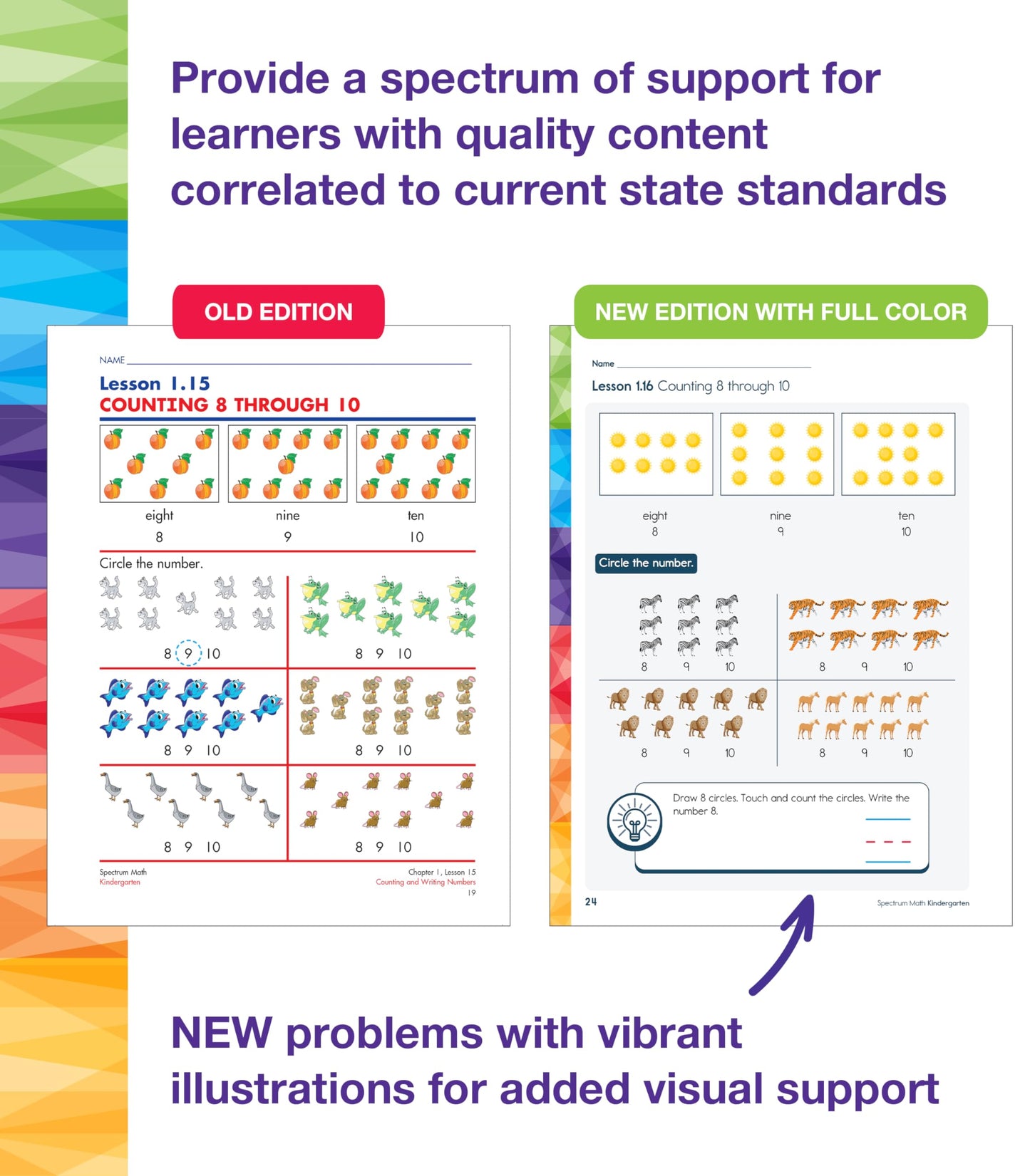 Spectrum Math Kindergarten Workbooks, Activity Book for Kids Ages 5-6 Covering Addition, Subtraction, Place Value, Shapes, Counting, and More, Mathematics Classroom or Homeschool Curriculum